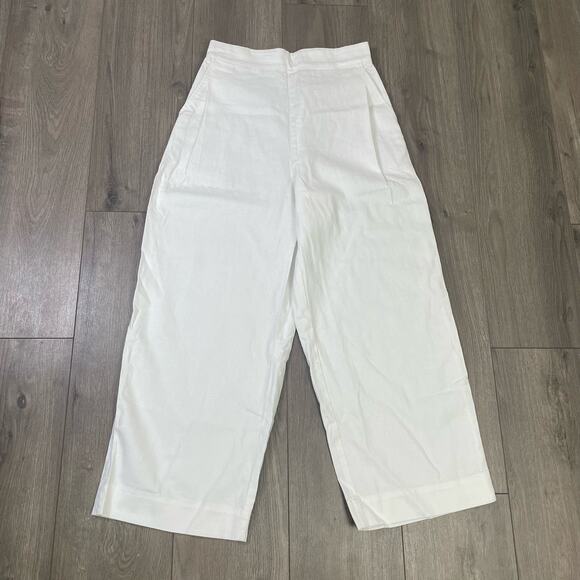 Madewell Pull On Straight Crop Cotton Linen Pants US Women's 2 New - Picture 2 of 7